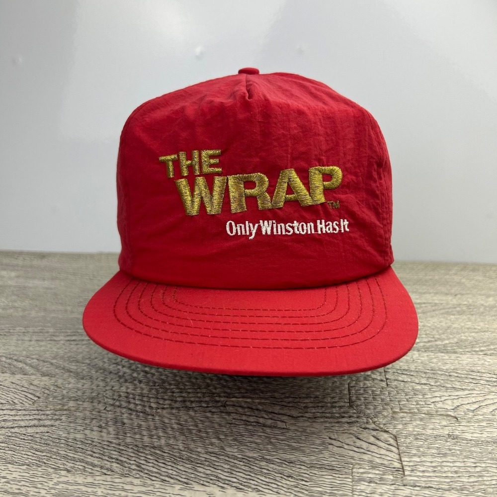 Vintage 90s Winston Hat Cap Snap Back‎ Adjustable Red The Wrap Cigarettes Adult